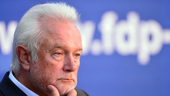 KIEL, GERMANY - SEPTEMBER 05: Wolfgang Kubicki, lead candidate in the Schleswig holstein of the German free Demorcrats (FDP) political party talks to the media before the first &quot;large event&quot; ...