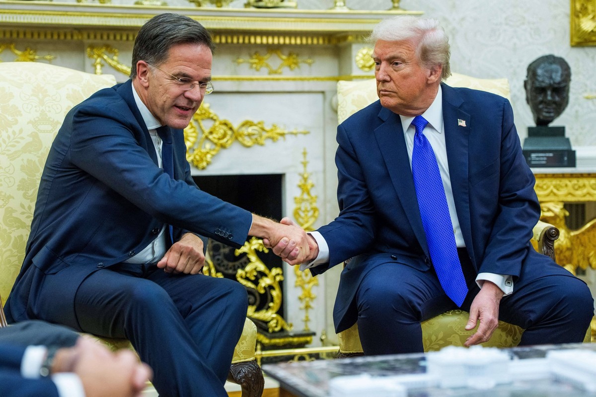 Trump Meets Rutte of NATO in the Oval Office United States President Donald J Trump meets with Mark Rutte, Secretary General of the North Atlantic Treaty Organization NATO in Washington, DC, USA, on W ...
