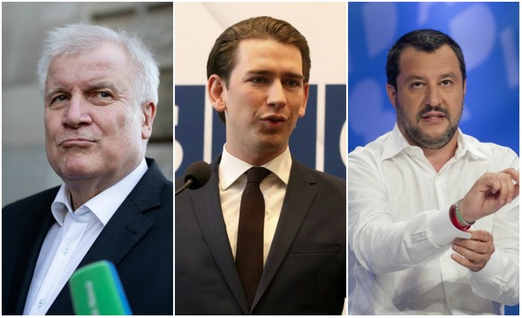 Wollen Europa auf dem Mittelmeer abschotten: Seehofer, Kurz und Salvini.