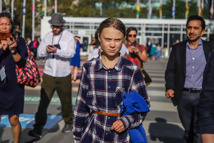 September 21, 2019, New York, New York, United States of America: Swedish activist Greta Thunberg during the Climate Summit at UN headquarters in New York on Saturday 21 September New York United Stat ...