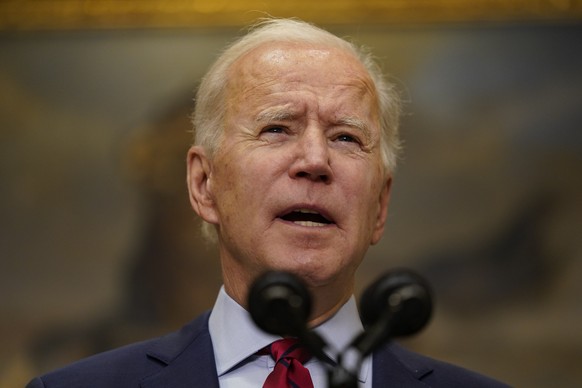 President Joe Biden speaks on the economy in the Roosevelt Room of the White House, Saturday, Feb. 27, 2021, in Washington. (AP Photo/Pablo Martinez Monsivais)