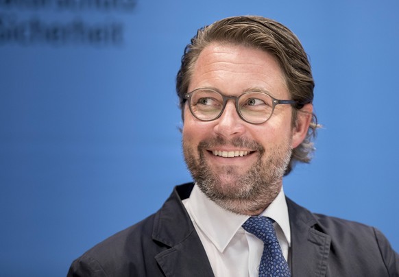 Bundesverkehrsminister Andreas Scheuer, CSU bei einer Pressekonferenz in Berlin. 14.08.2018. Berlin Deutschland *** Federal Transport Minister Andreas Scheuer CSU at a press conference in Berlin 14 08 ...