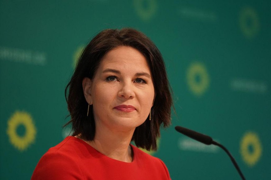 BERLIN, GERMANY - MARCH 19: Annalene Baerbock and Robert Habeck (not pictured), co-leaders of the German Greens Party, speak at a livestreamed, digital press conference to announce the party&#039;s po ...