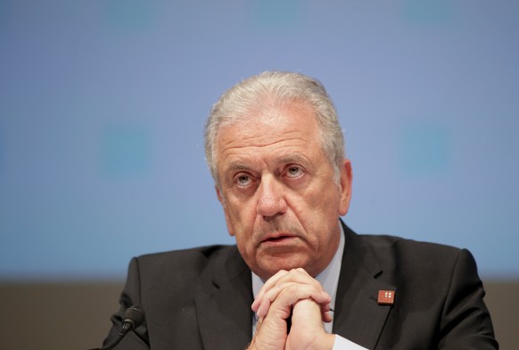 European Commissioner for Migration, Home Affairs and Citizenship Dimitris Avramopoulos attends a news conference after an informal meeting of EU's Home Affairs Ministers in Innsbruck, Austria, July 1 ...