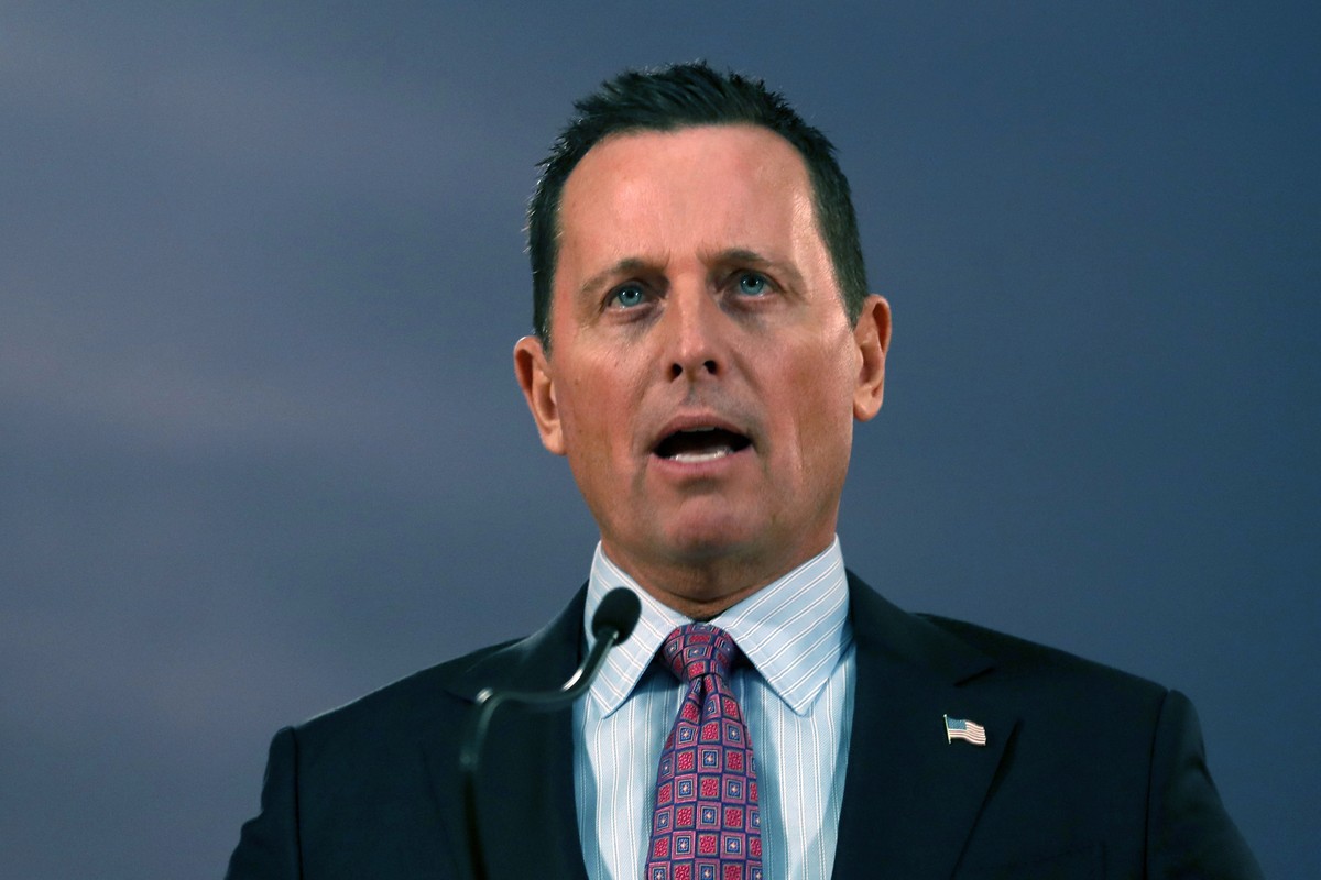 FILE - In this Jan. 24, 2020, file photo, then-U.S. President Donald Trump's envoy for the Kosovo-Serbia dialogue, Ambassador Richard Grenell speaks during a news conference after a meeting with ...