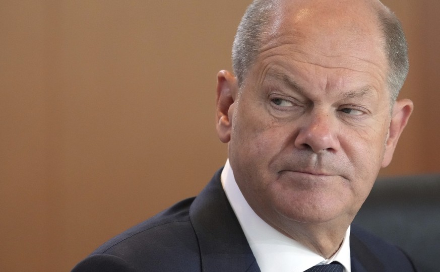 German Chancellor Olaf Scholz attends the weekly cabinet meeting at the Chancellery in Berlin, Germany, Wednesday, Sept. 14, 2022. (AP Photo/Michael Sohn)