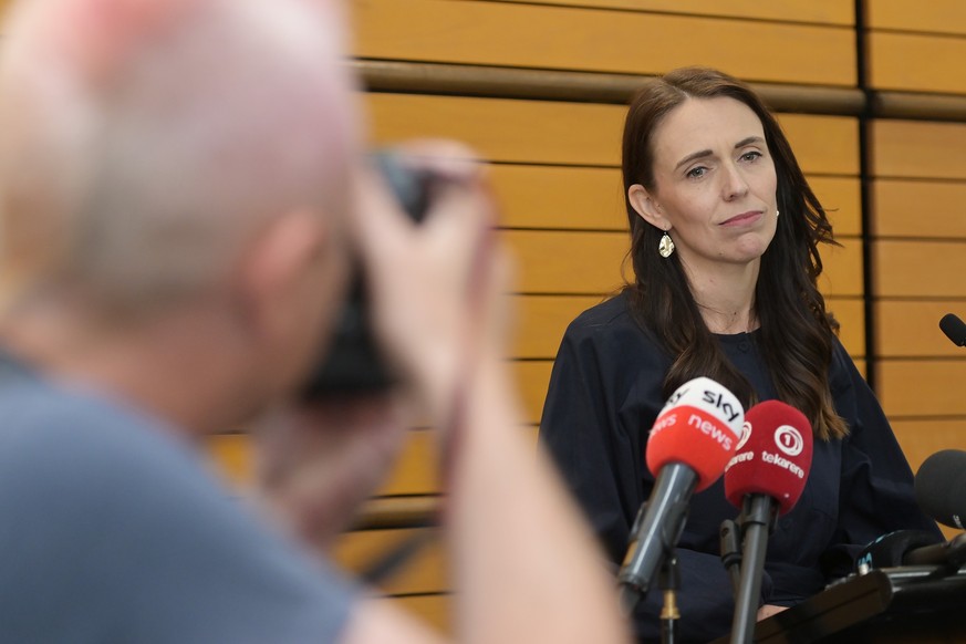 NAPIER, NEW ZEALAND - JANUARY 19: New Zealand Prime Minister Jacinda Ardern announces her resignation at the War Memorial Centre on January 19, 2023 in Napier, New Zealand. (Photo by Kerry Marshall/Ge ...