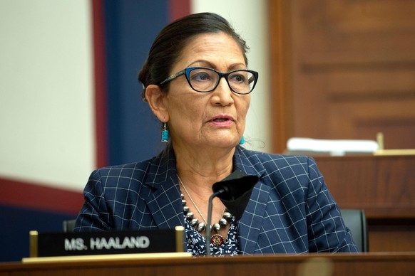 Representative Debra Haaland (D-NM) speaks during a House Natural Resources Committee hearing on &quot;The US Park Police Attack on Peaceful Protesters at Lafayette Square&quot;, on Capitol Hill in Wa ...