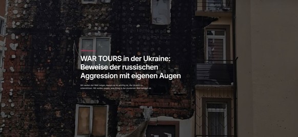 War Tours wirbt mit Touren, um die "russische Aggression mit eigenen Augen" zu sehen.