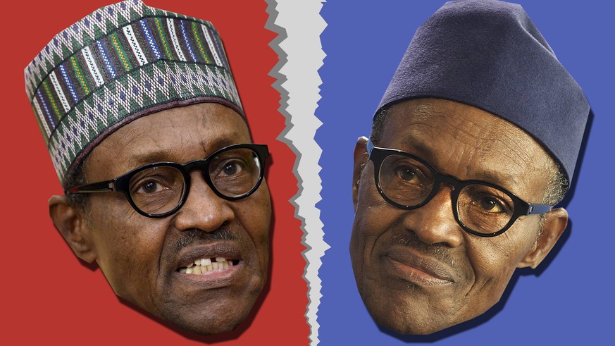 Ist er's? Oder ist er's nicht? Nigerias Präsident Muhammadu Buhari verteidigt sich gegen Vorwürfe, er wäre gestorben und durch ein Double ersetzt worden.