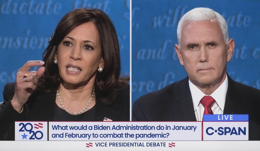 October 07, 2020 - Salt Lake City, Utah, USA. - Screen grab of C-SPAN s coverage of the 2020 vice presidential debate held on the campus of the University of Utah between Democratic candidate KAMALA H ...