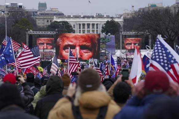 FILE - Trump supporters participate in a rally in Washington, Jan. 6, 2021, that some blame for fueling the attack on the U.S. Capitol. On Thursday, Feb. 8, the nation&#039;s highest court is schedule ...