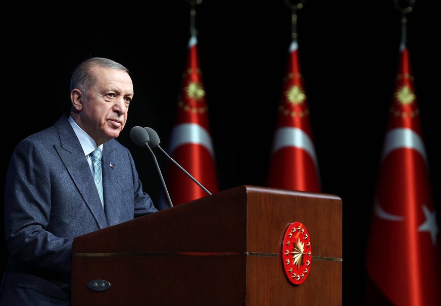 Turkish President Recep Tayyip Erdogan attends the distribution ceremony of the prizes of the Scientific and Technological Research Council TUBITAK and the Turkish Academy of Sciences TUBA Turkish Pre ...