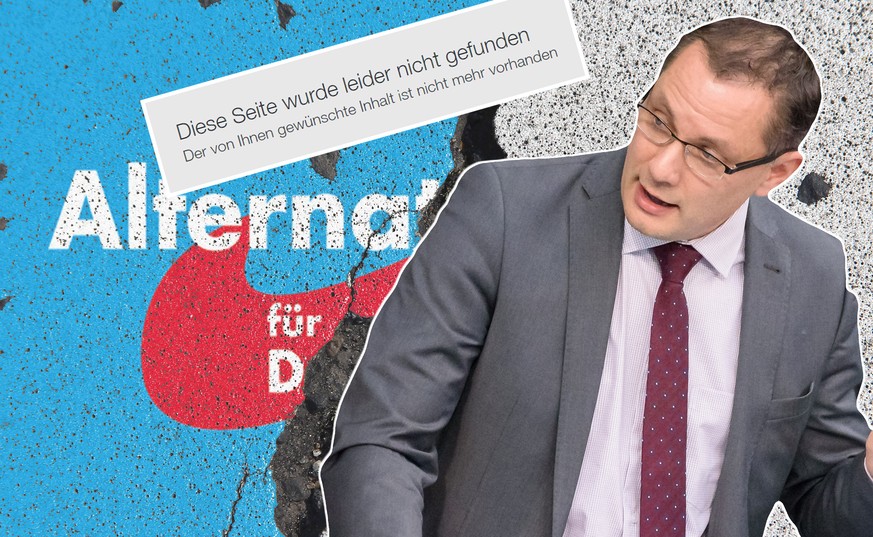 Symbolbild zur drohenden Aufspaltung der Partei und Bundestagsfraktion Alternative für Deutschland AfD nach dem Austritt von Frauke Petry: Parteilogo mit Spalt *** Symbol image to threat splitting the ...