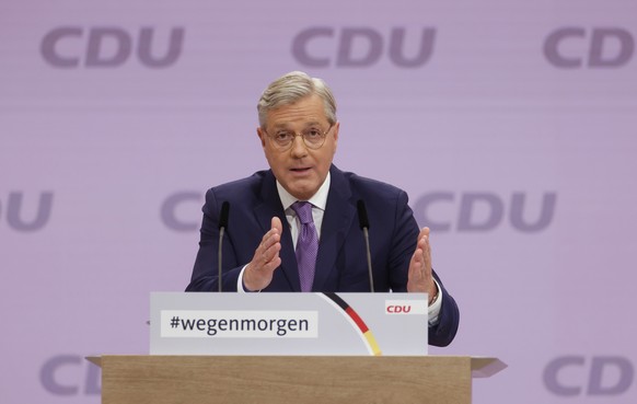 Norbert Roettgen, candidate for leader of the Christian Democratic Union (CDU), delivers his speech on the second day of the party's 33rd congress held online because of the coronavirus pandemic, in B ...