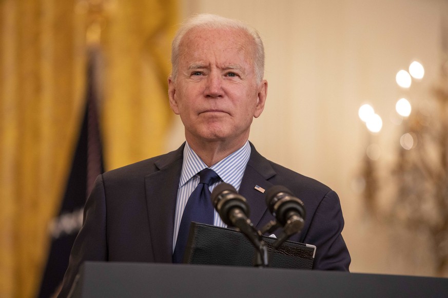 May 7, 2021, Washington, District of Columbia, USA: United States President Joe Biden arrives to speak about the April jobs report in the East Room of the White House in Washington, D.C. on Friday, Ma ...