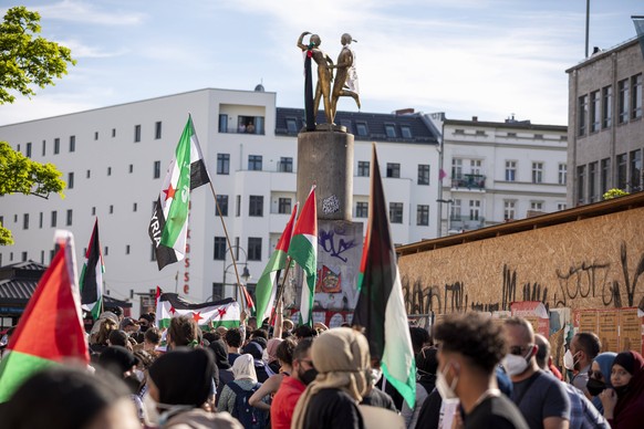 Pro-palästinensische Demonstranten am vergangenen Wochenende in Berlin-Neukölln.