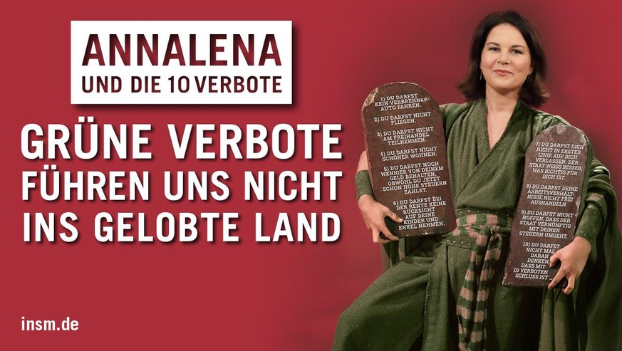 Mit diesem Banner warnte die Initiative Neue Soziale Marktwirtschaft gegen die grüne Kanzlerkandidatin Annalena Baerbock und schaltete Anzeigen in vielen großen Tageszeitungen.