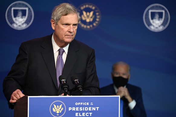 Tom Vilsack speaks on December 11, 2020, after being nominated to be Agriculture Secretary by US President-elect Joe Biden, in Wilmington, Delaware. (Photo by JIM WATSON / AFP) (Photo by JIM WATSON/AF ...