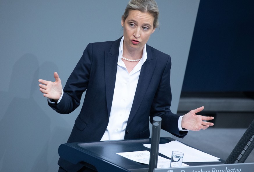 21.03.2019, Berlin: Alice Weidel, Fraktionsvorsitzende der AfD, spricht im Bundestag zu den Abgeordneten. Foto: Kay Nietfeld/dpa +++ dpa-Bildfunk +++
