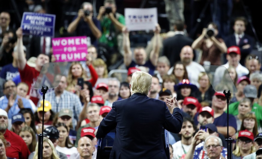 President Donald Trump speaks during a rally Tuesday, Aug. 21, 2018, in Charleston, W.Va. (AP Photo/Alex Brandon)