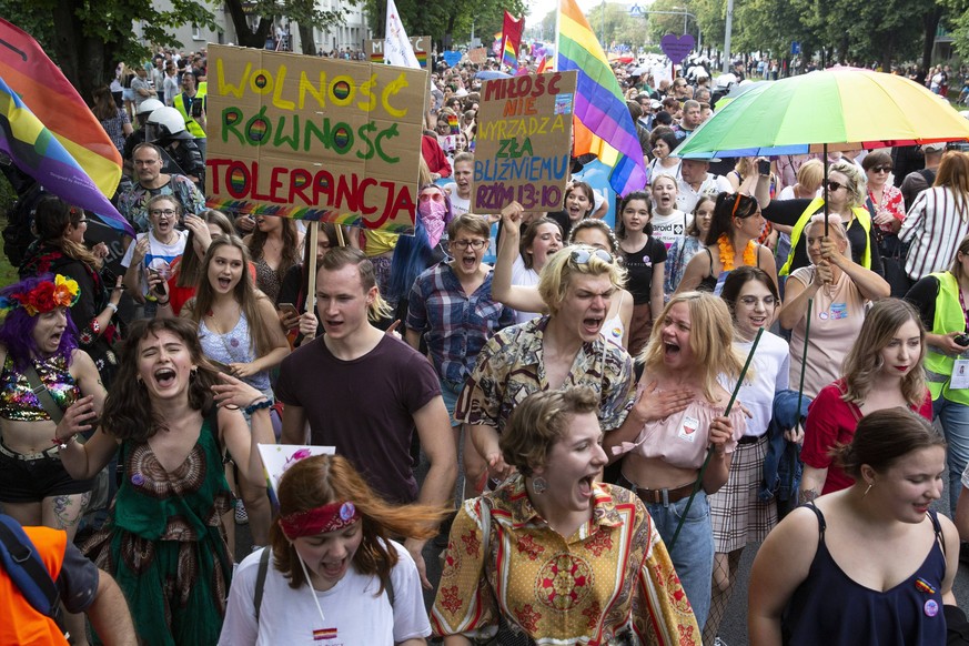 First LGBT Pride in Poland s Bialystok meets with massive counter-protes First LGBT Pride in Poland s Bialystok meets with massive counter-protest on July 20, 2019 in Bialystok, Poland. Several LGBT P ...