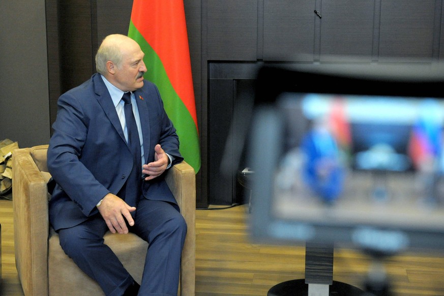 SOCHI, RUSSIA - MAY 28, 2021: Belarusian President Alexander Lukashenko is seen during a meeting with Russian president Putin in the Bocharov Ruchei residence. Mikhail Klimentyev/Russian Presidential  ...