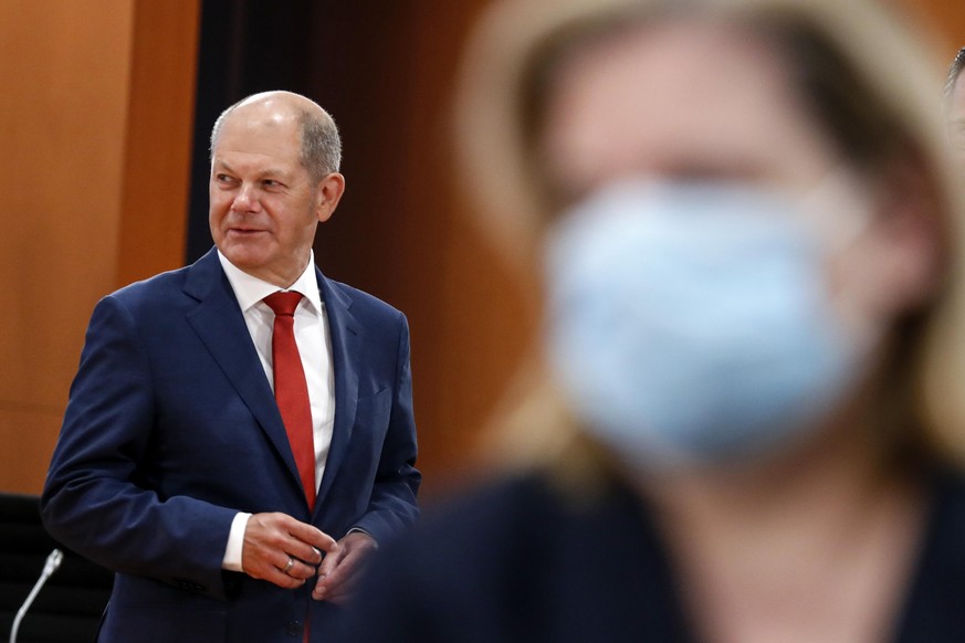 BERLIN, GERMANY - JULY 29: German Finance Minister Olaf Scholz attends a cabinet meeting at the German chancellery on July 29, 2020 in Berlin, Germany. (Photo by Felipe Trueba - Pool/Getty Images)