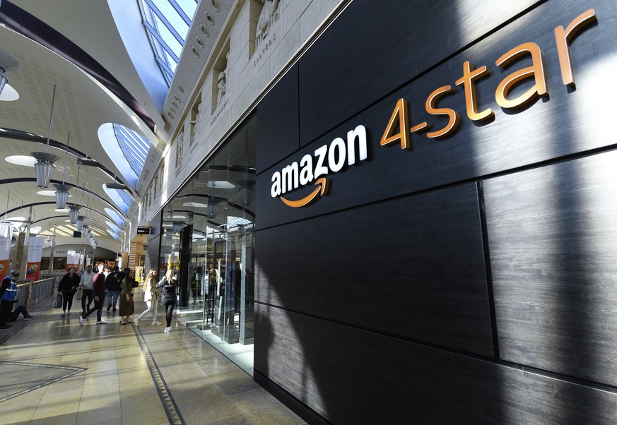 A general view of the new Amazon 4-star store in Bluewater shopping centre, Kent, England, Wednesday, Oct. 6, 2021. Amazon has opened its first general store outside the United States in a mall in Bri ...