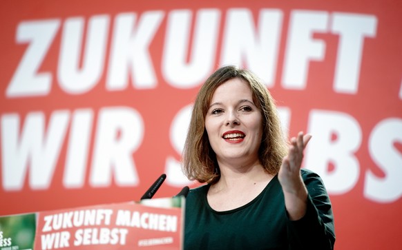 Jessica Rosenthal als frisch gewählte Vorsitzende beim digitalen Bundeskongress der Jusos im Januar.