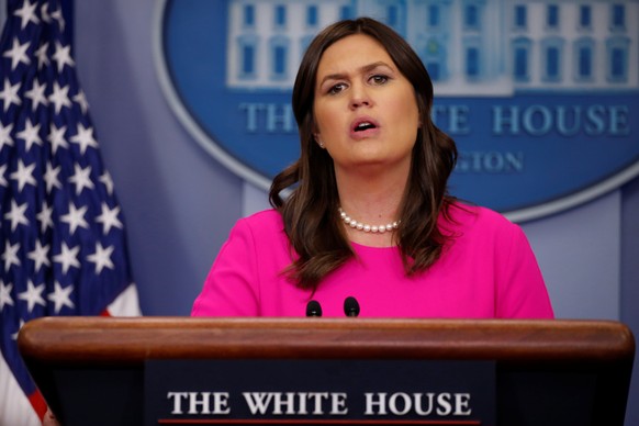 U.S. White House Press Secretary Sarah Huckabee Sanders holds the daily briefing at the White House in Washington, U.S. May 9, 2018. REUTERS/Jonathan Ernst