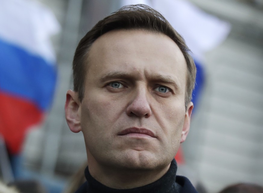 Der russische Oppositionspolitiker Alexej Nawalny im Februar 2020, bei einem Gedenkmarsch für den 2015 ermordeten Kremlkritiker Boris Nemzow 