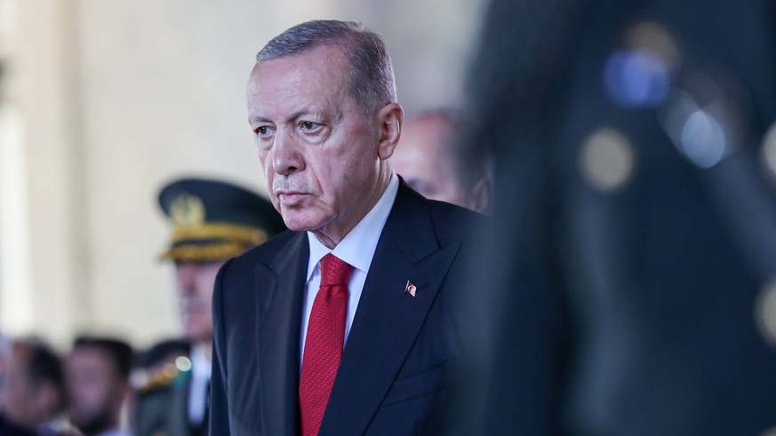 October 29, 2023, Ankara, Turkey: President Recep Tayyip Erdoan stands in the presence of Atat