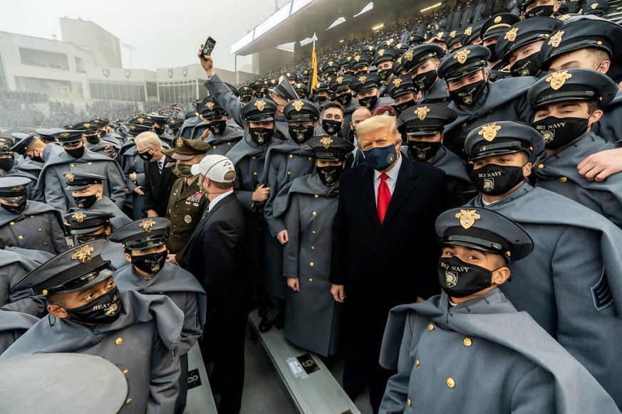 December 12, 2020 - West Point, New York, USA - President Trump attends the 121st Army-Navy football game at Michie Stadium at the U.S. Military Academy at West Point. West Point USA - ZUMAz03_ 202012 ...