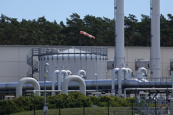 LUBMIN, GERMANY - JULY 11: The receiving station for the Nord Stream 1 natural gas pipeline stands on July 11, 2022 near Lubmin, Germany. The pipeline, which transports natural gas from Russia to Germ ...