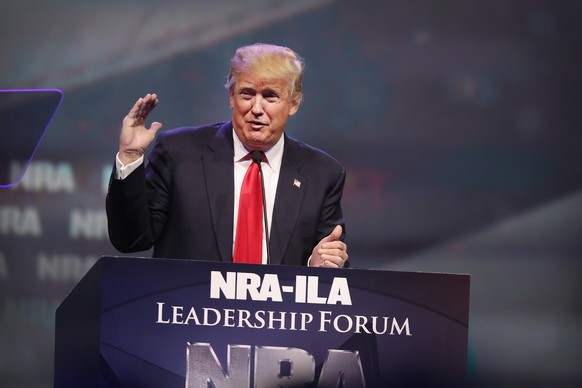 LOUISVILLE, KY - MAY 20: Republican presidential candidate Donald Trump speaks at the National Rifle Association&#039;s NRA-ILA Leadership Forum during the NRA Convention at the Kentucky Exposition Ce ...