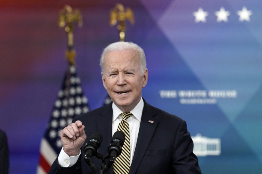 U.S. President Joe Biden delivers remarks on economic assistance to Ukraine in the South Court Auditorium at the White House in Washington on March 16, 2022. Photo by Yuri Gripas/ABACAPRESS.COM