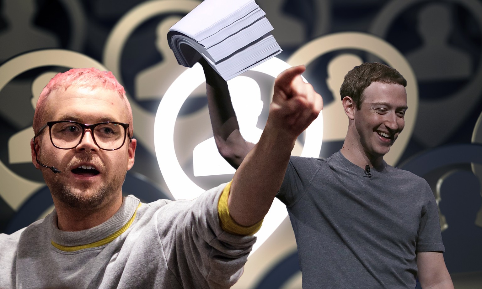 Whistleblower Christopher Wylie (l.) und Facebook-CEO Mark Zuckerberg