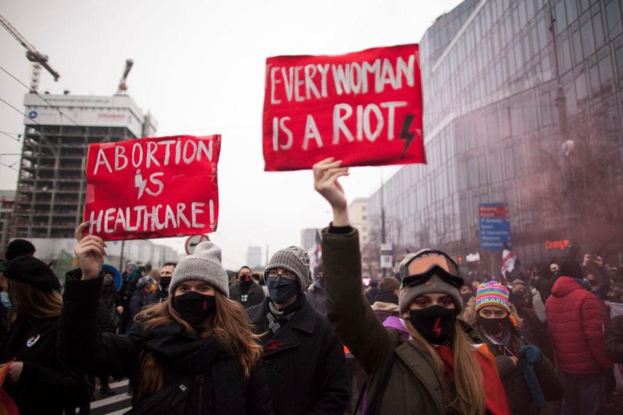 Protesters seen during We Are Going For Freedom We Are Going For Everything protest organized by Womens Strike and Anti Lockdown Entrepreneurs against PIS government on the anniversary of the communis ...