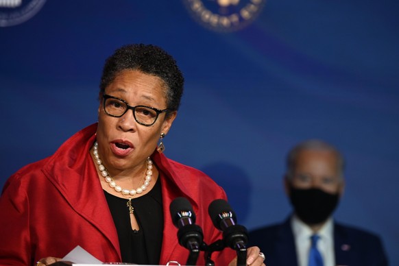 US Representative Marcia Fudge speaks on December 11, 2020, after being nominated to be Housing and Urban Development Secretary by US President-elect Joe Biden (R), in Wilmington, Delaware. (Photo by ...