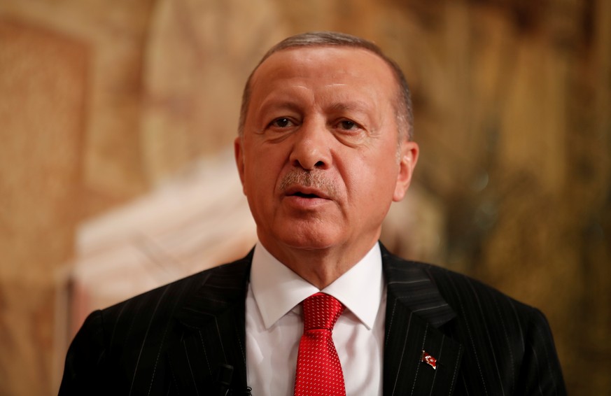 Turkish President Tayyip Erdogan speaks during an interview with Reuters in Istanbul, Turkey, September 13, 2019. REUTERS/Umit Bektas
