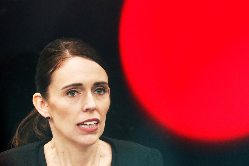 FILE PHOTO: New Zealand's Prime Minister Jacinda Ardern attends a news conference after meeting with first responders who were at the scene of the Christchurch mosque shooting, in Christchurch, New Ze ...