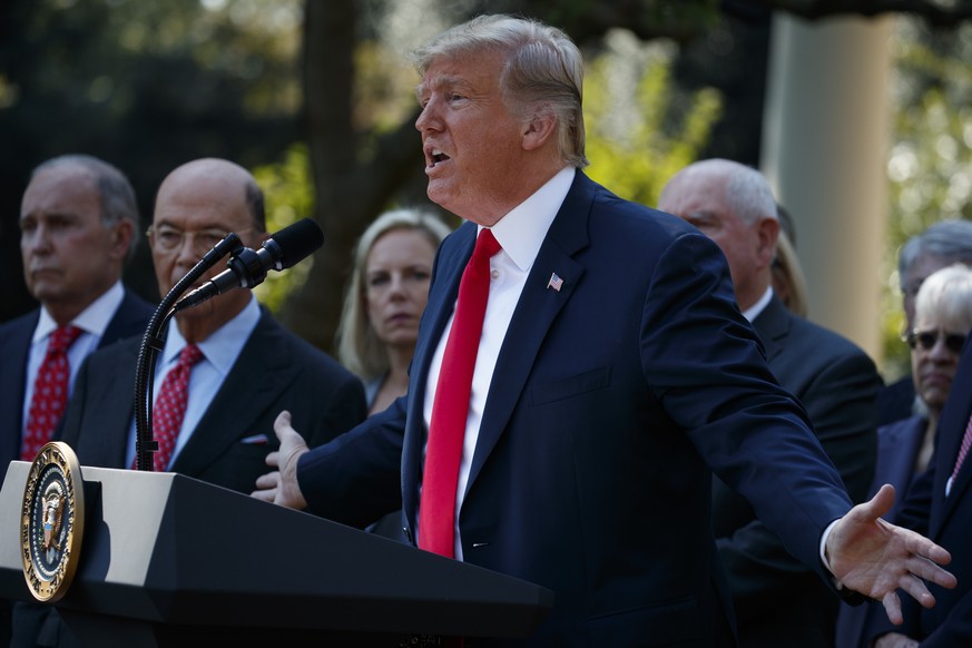 CORRECTS SPELLING OF LAST NAME TO KAVANAUGH INSTEAD OF CAVANAUGH - President Donald Trump speaks during a news conference on trade among the United States, Canada and Mexico, and the nomination of Bre ...