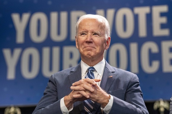 November 10, 2022, Washington, District of Columbia, USA: United States President Joe Biden listens during a DNC political event at Howard Theatre in Washington, DC on Thursday, November 10, 2022 Wash ...