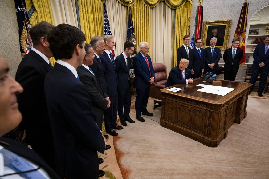 Im Oval Office empfing US-Präsident Trump Vertreter von Israel und den Vereinigten Arabischen Emiraten.