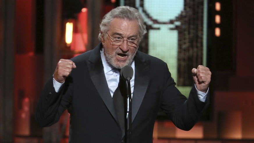 Robert De Niro introduces a performance by Bruce Springsteen at the 72nd annual Tony Awards at Radio City Music Hall on Sunday, June 10, 2018, in New York. (Photo by Michael Zorn/Invision/AP)