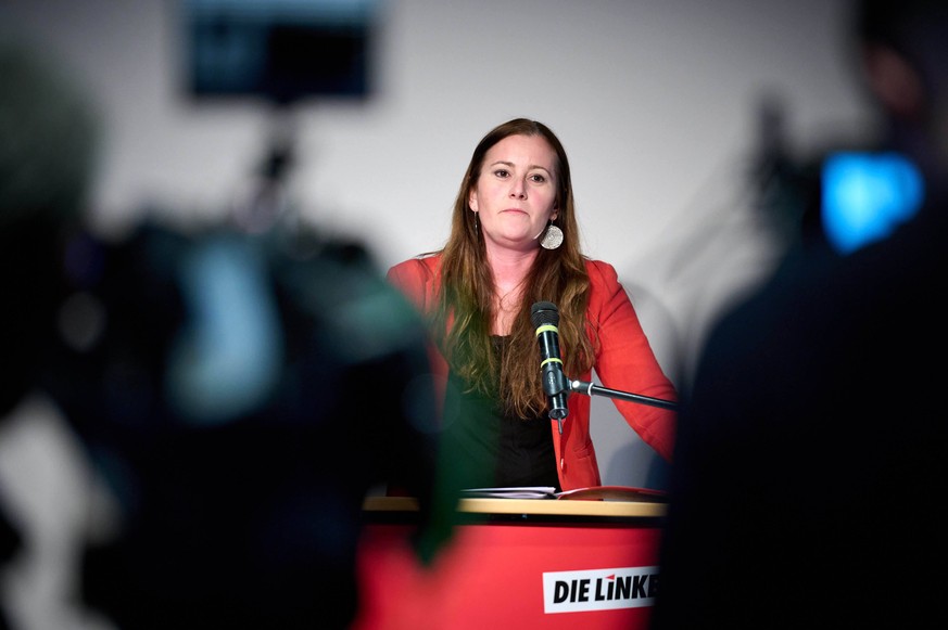 Statement von Janine Wissler in Berlin Janine Wissler Vorsitzende der Partei DIE LINKE gibt ein Pressestatement zu den aktuellen Ereignissen in der Partei Die Linke vor Beginn der zweit