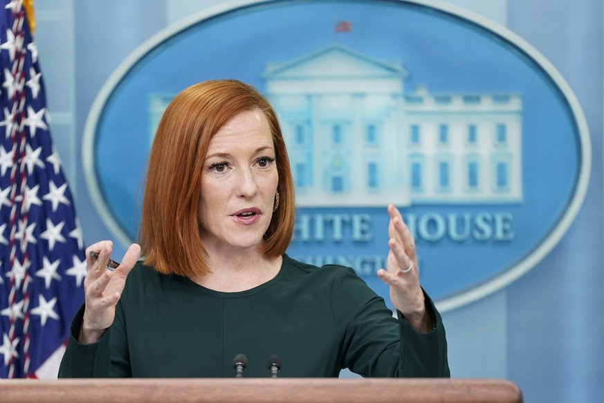 White House press secretary Jen Psaki speaks during a press briefing at the White House, Wednesday, March 9, 2022, in Washington. (AP Photo/Patrick Semansky)