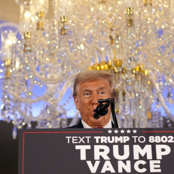 Republican presidential nominee former President Donald Trump speaks at an event marking one year since the Oct. 7 Hamas attack on Israel, Monday, Oct. 7, 2024, in Miami. (AP Photo/Alex Brandon)