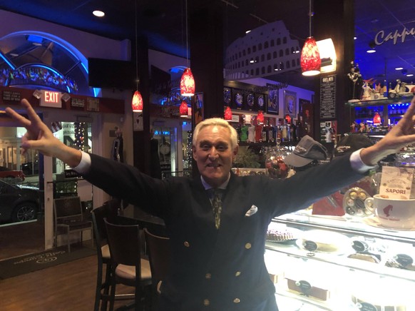 MIAMI, FL - FEBRUARY 05: File Photo Trump ally Roger Stone Born: August 27, 1952 age 66 years seen in good sprits eating dinner. Roger Jason Stone Jr. is an American political consultant, lobbyist and ...